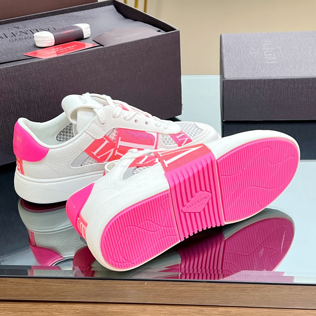 VALENTINO 25S GARAVANI VL7N SNEAKERS IN WHITE MIX PINK LAMBSKIN