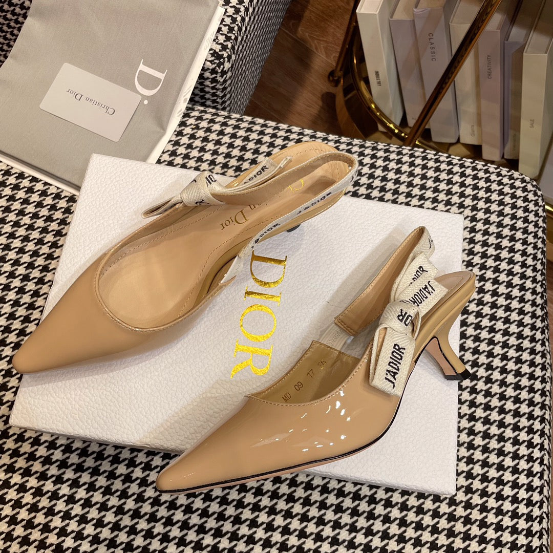 J'ADIOR SLINGBACK PUMPS IN BEIGE CALFSKIN