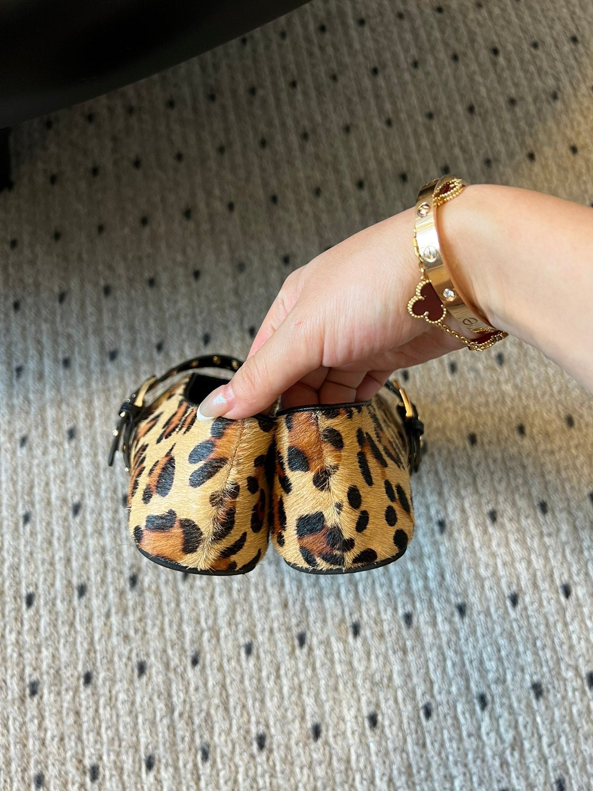ALAIA MARY JANE SHOES IN LEOPARD ZP CUSTOM STRAW AND DENIM