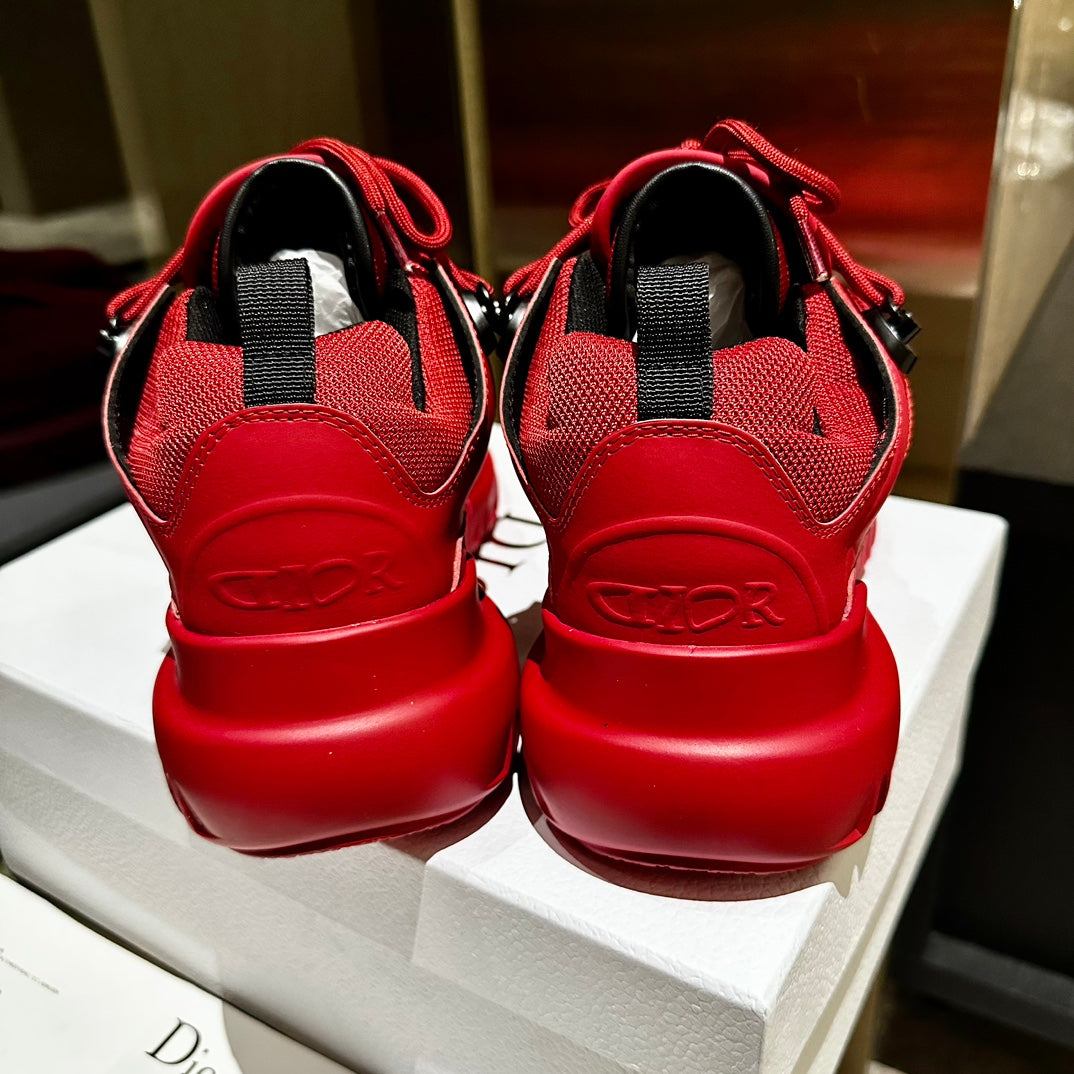 C'EST SNEAKER IN RUBY RED CALFSKIN AND BREATHABLE MESH