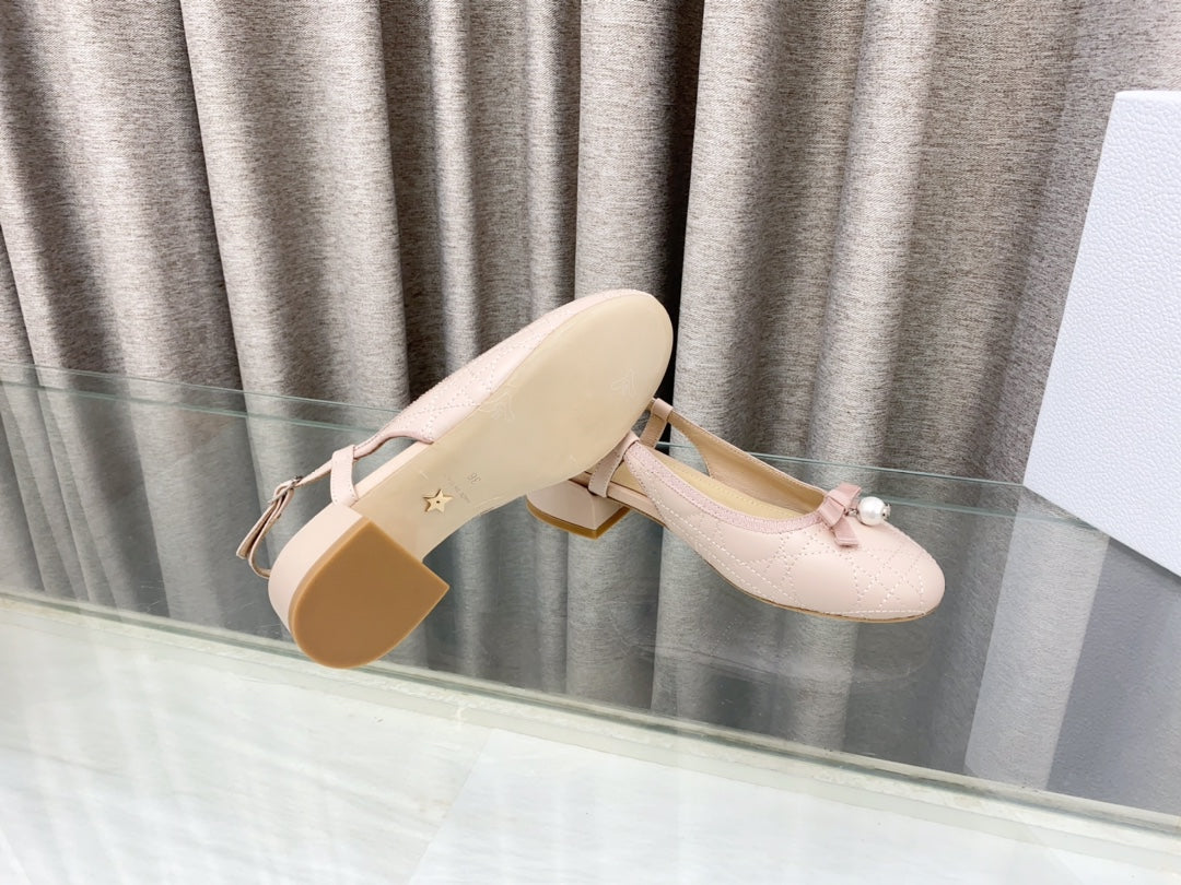 PEARL MARY JANE SLINGBACKS IN LIGHT PINK LAMBSKIN 30 MM