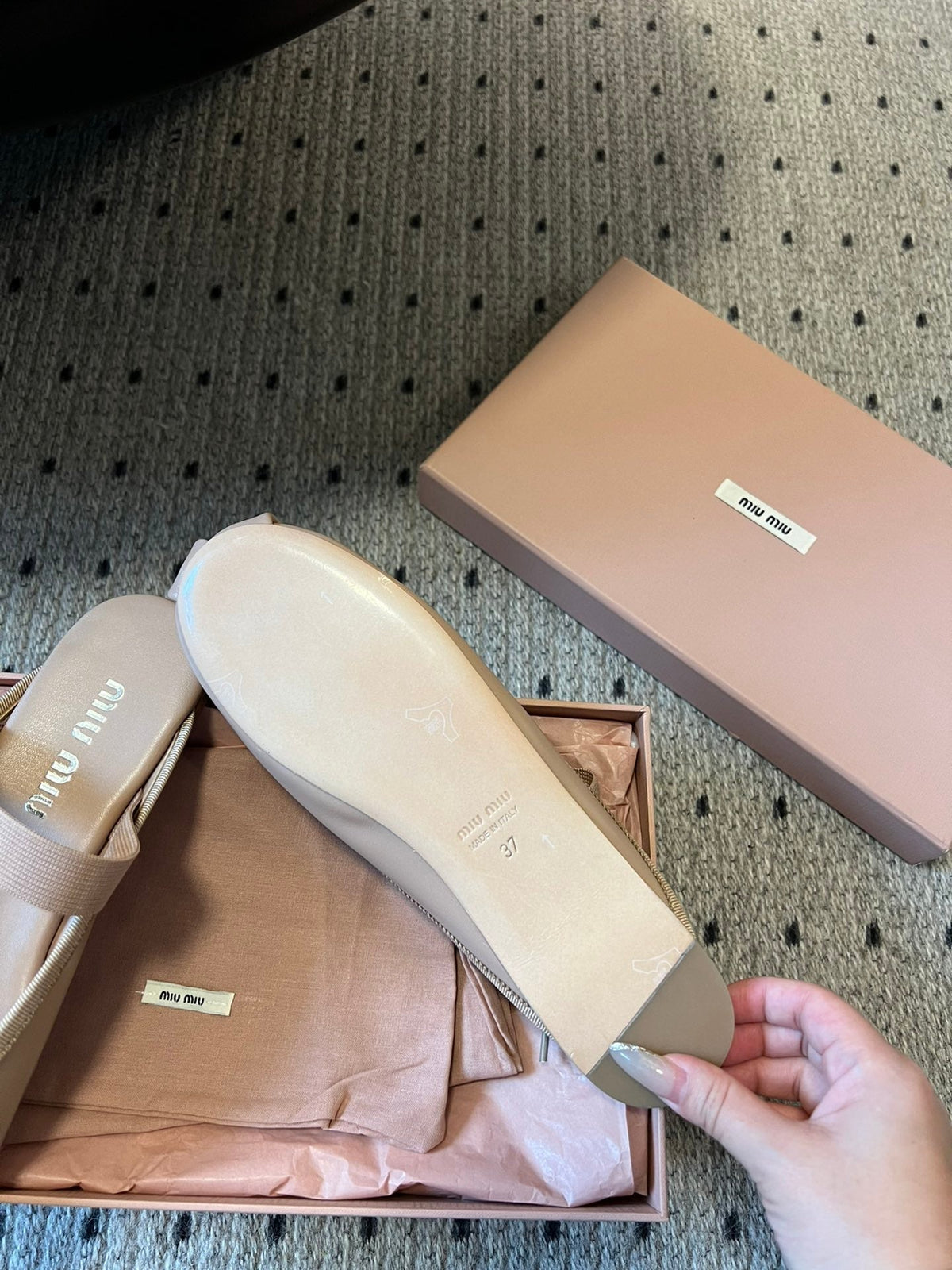 MIUMIU 26S BALLET MULES IN NUDE BROWN CALFSKIN WITH BOW