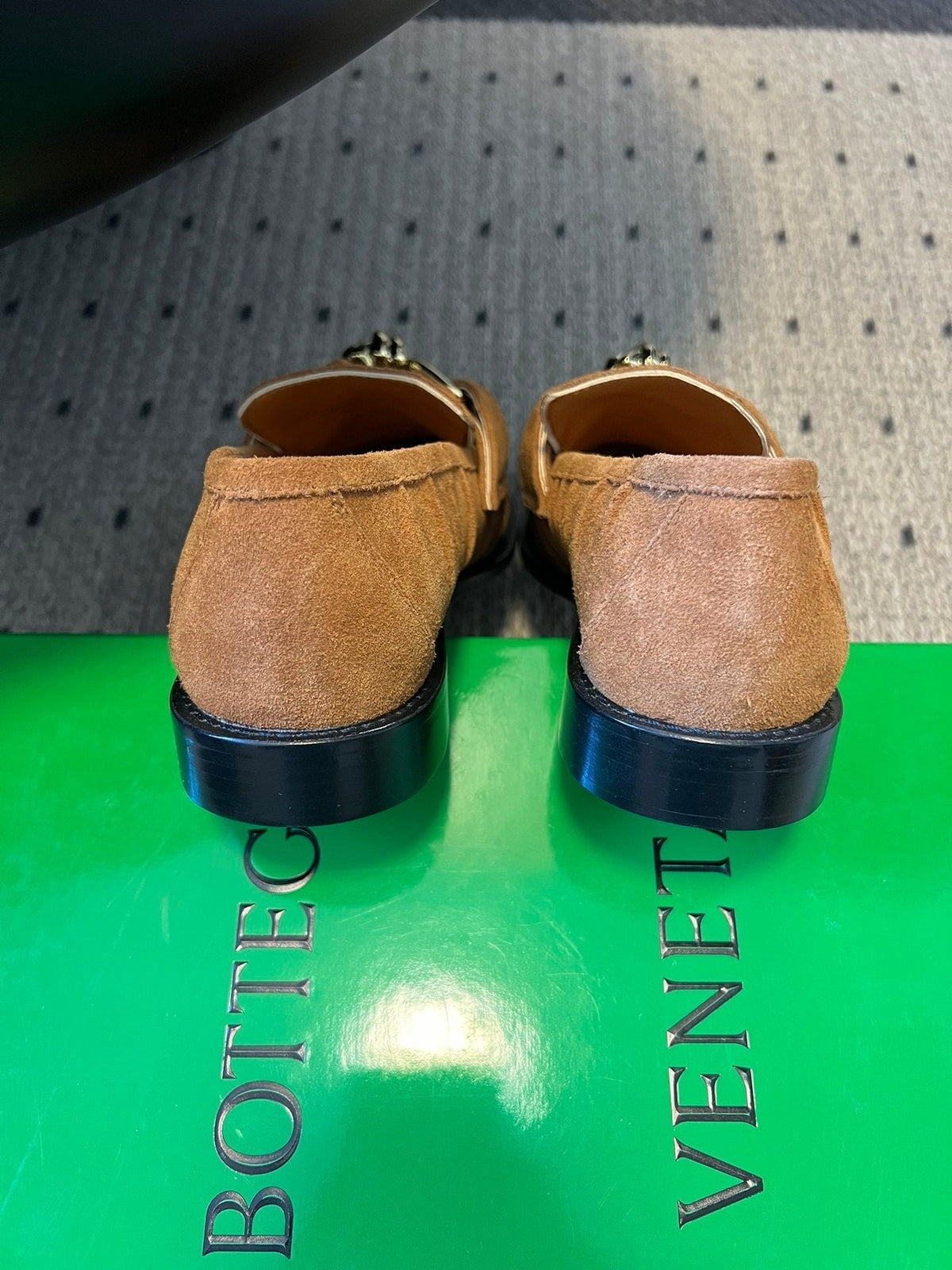BOTTEGA VENETA 26S LOAFERS IN BROWN SUEDE WITH GOLD HARDWARE