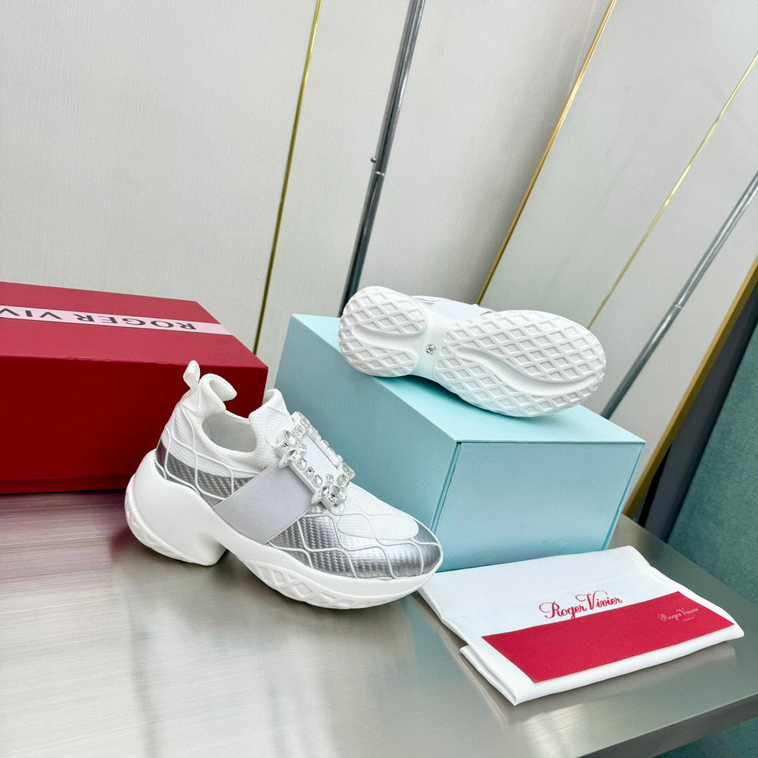VIV' RUN SNEAKERS IN WHITE MIX SILVER GREY FABRIC