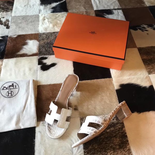 HERM Oasis Sandals In Himalaya Matte Niloticus Crocodile