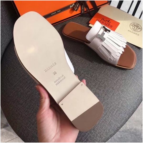 HERM Auteuil Sandals In White Calfskin