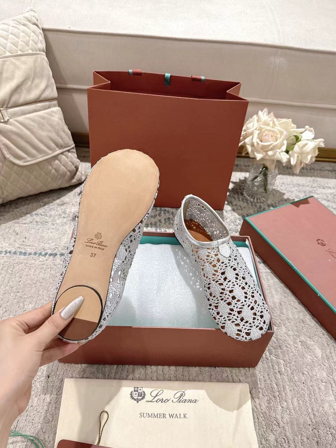 FLAT SHOES 25 IN PAPER WHITE MESH FABRIC