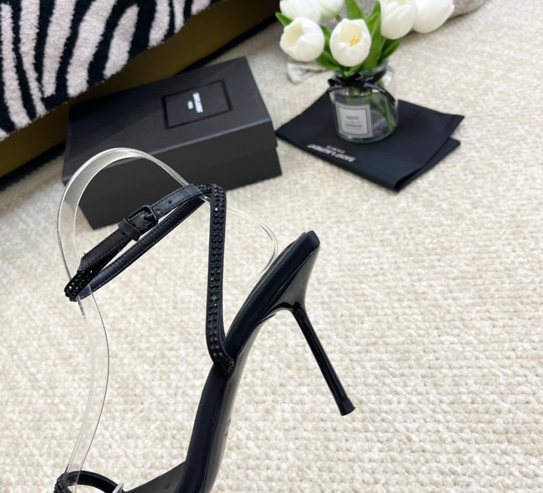 SL GEORGIA SANDALS PUMP BLACK SATIN