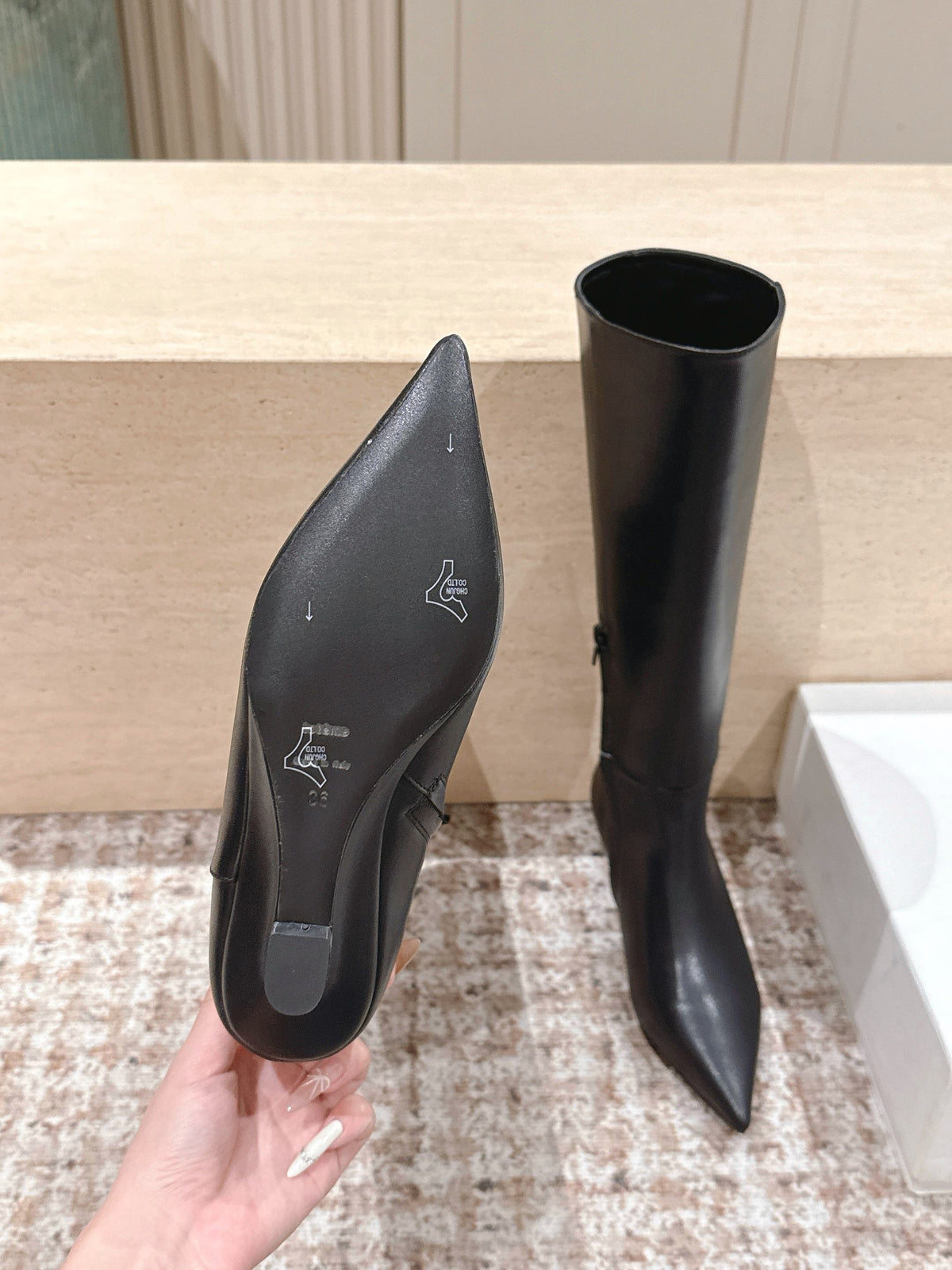CELINE 26S HIGH-TOP BOOTS 55 MM IN BLACK CALFSKIN
