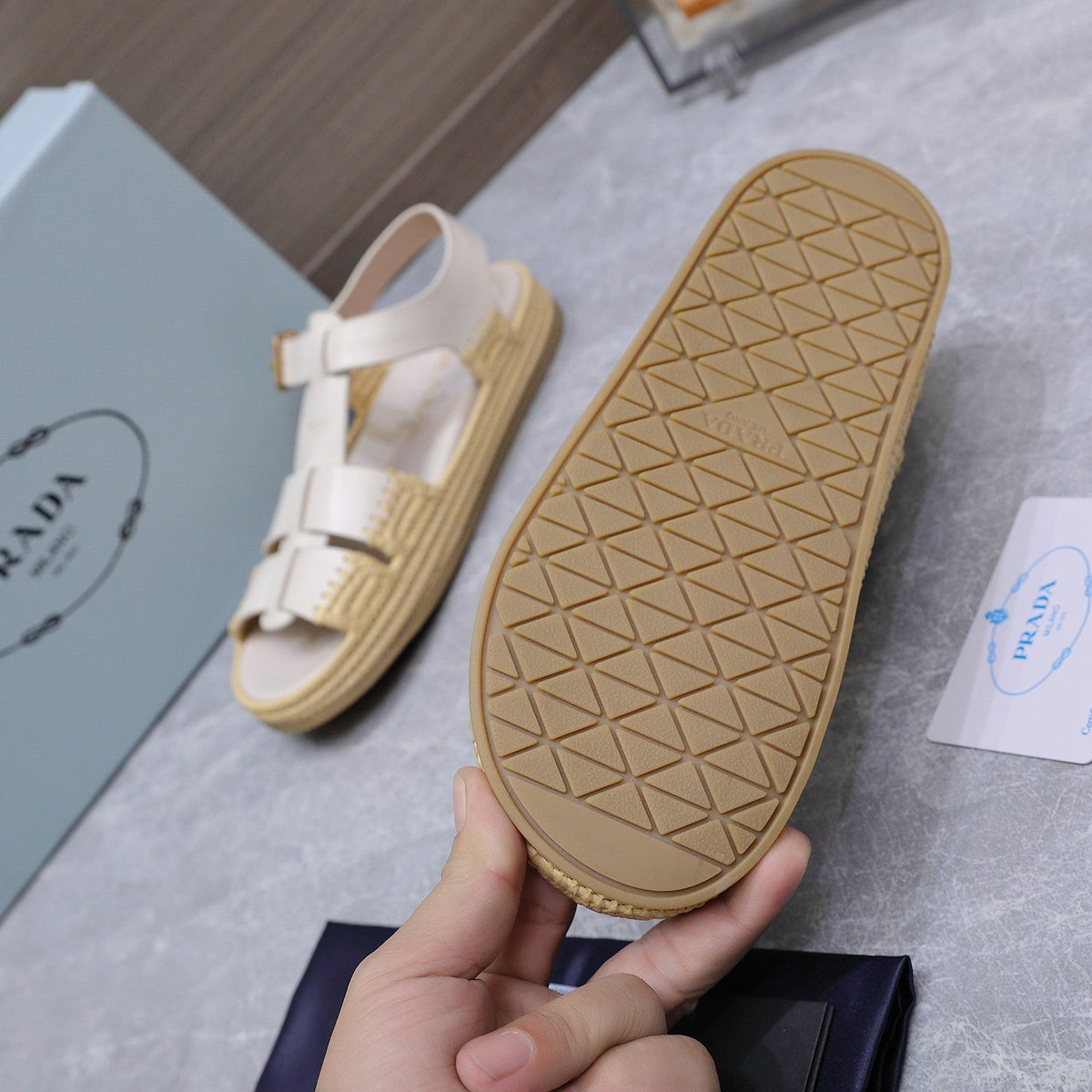 PRADA 26S SANDAL ESPADRILLES IN WHITE CALFSKIN