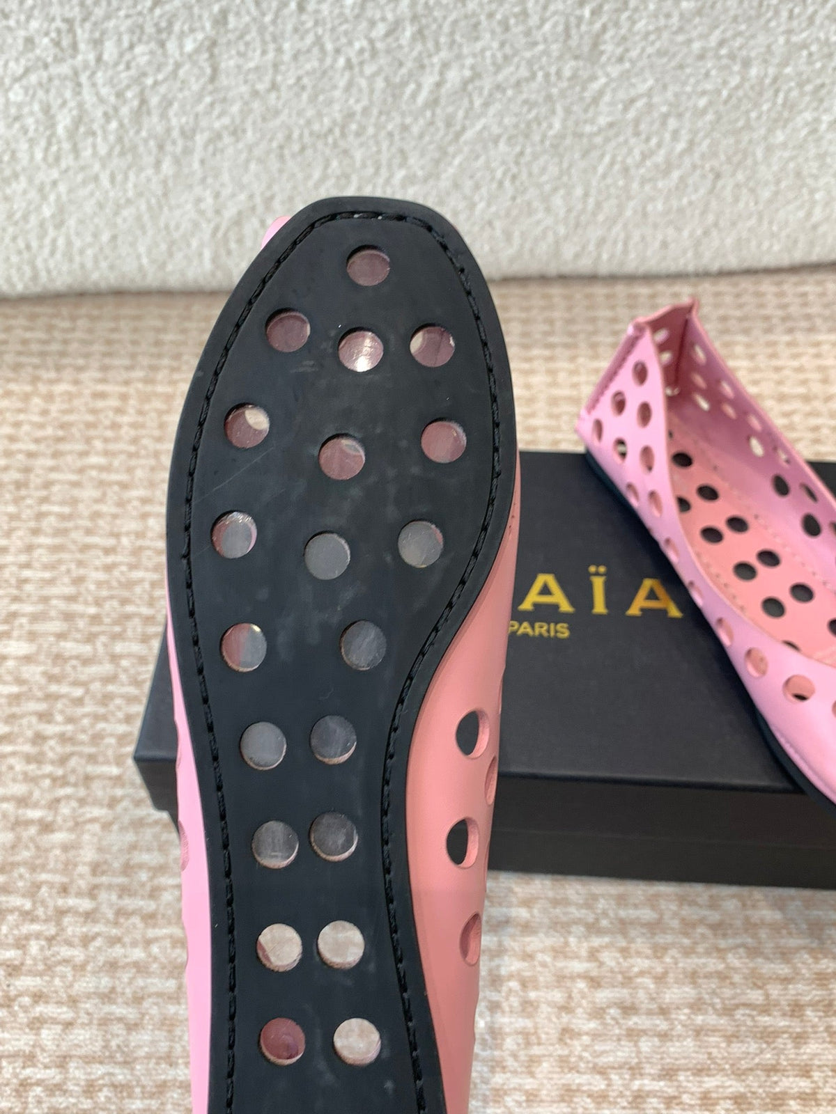 PERFO BALLET FLATS IN FLAMINGO PINK CALFSKIN