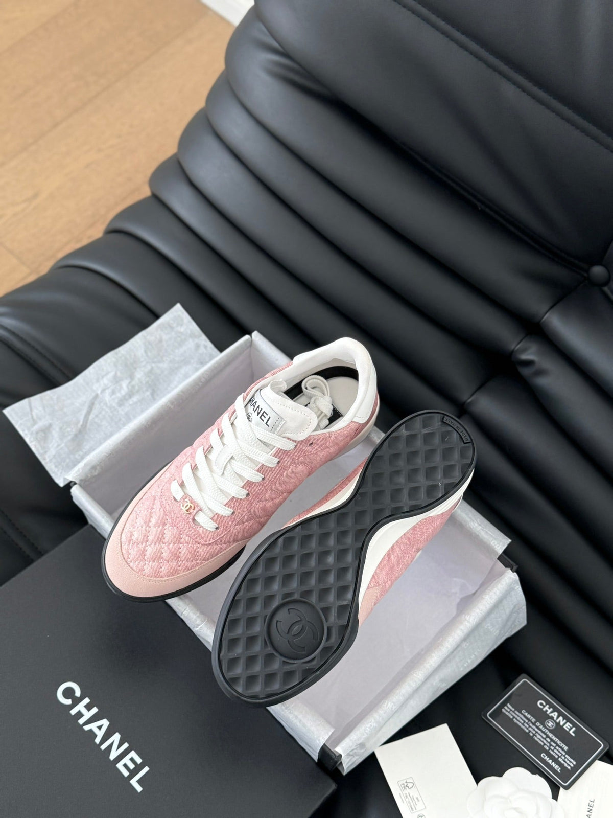 CC SNEAKER IN LIGHT PINK MIX WHITE EMBROIDERED LAMBSKIN