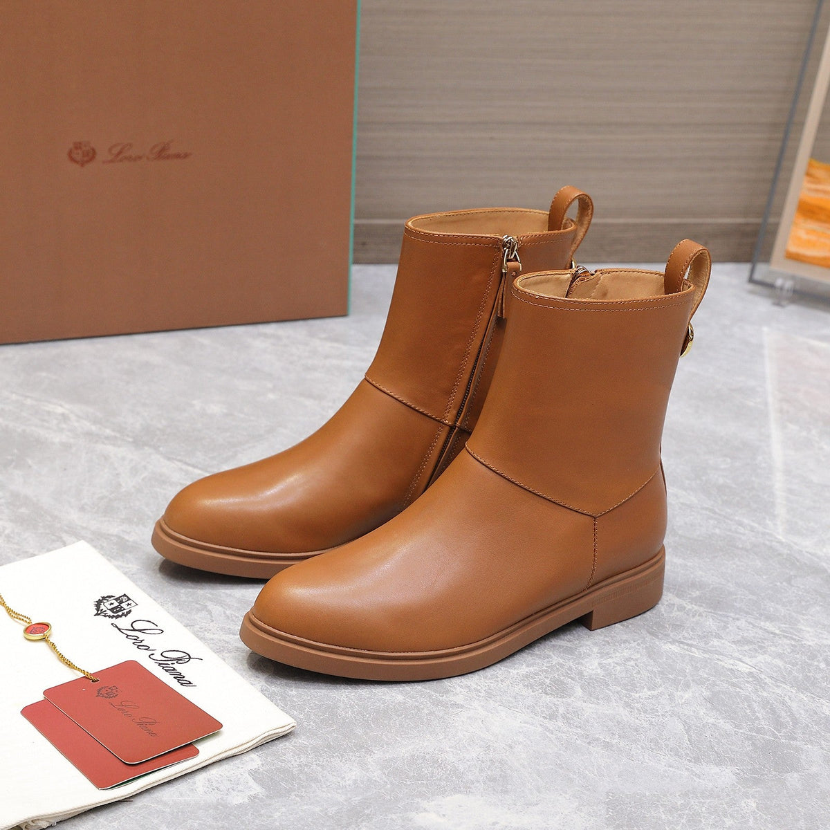 LP 25S KILDA ANKLE BOOT IN BURNT ORANGE CALFSKIN