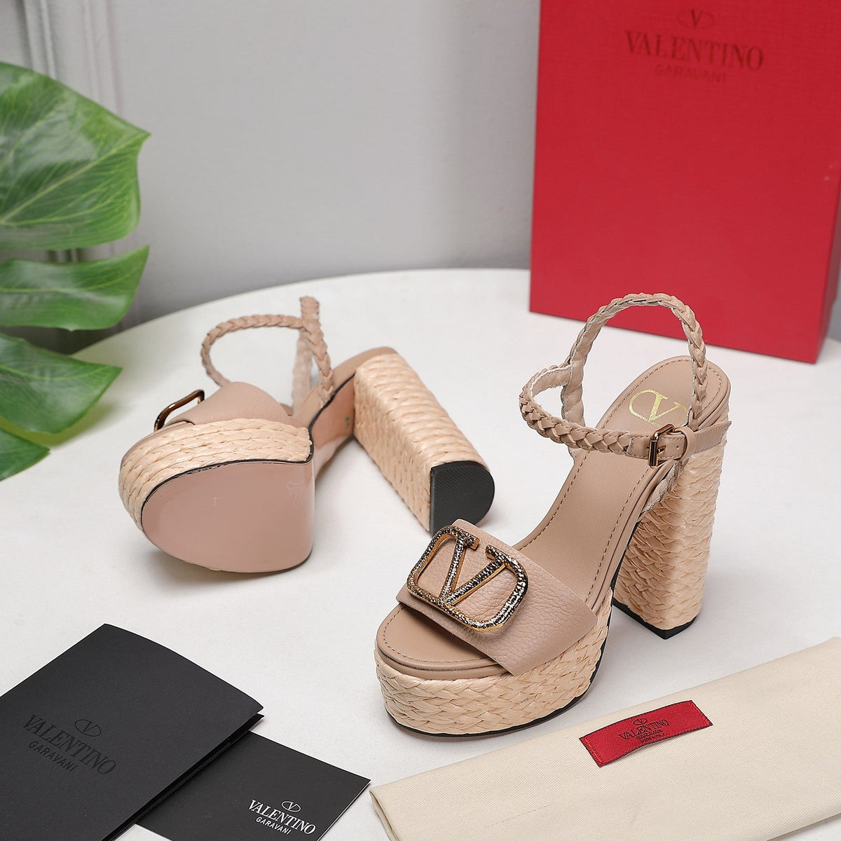 VLTN ESPADRILLE WEDGE SANDALS 25S 130 MM IN BEIGE LAMBSKIN WITH GOLD HARDWARE