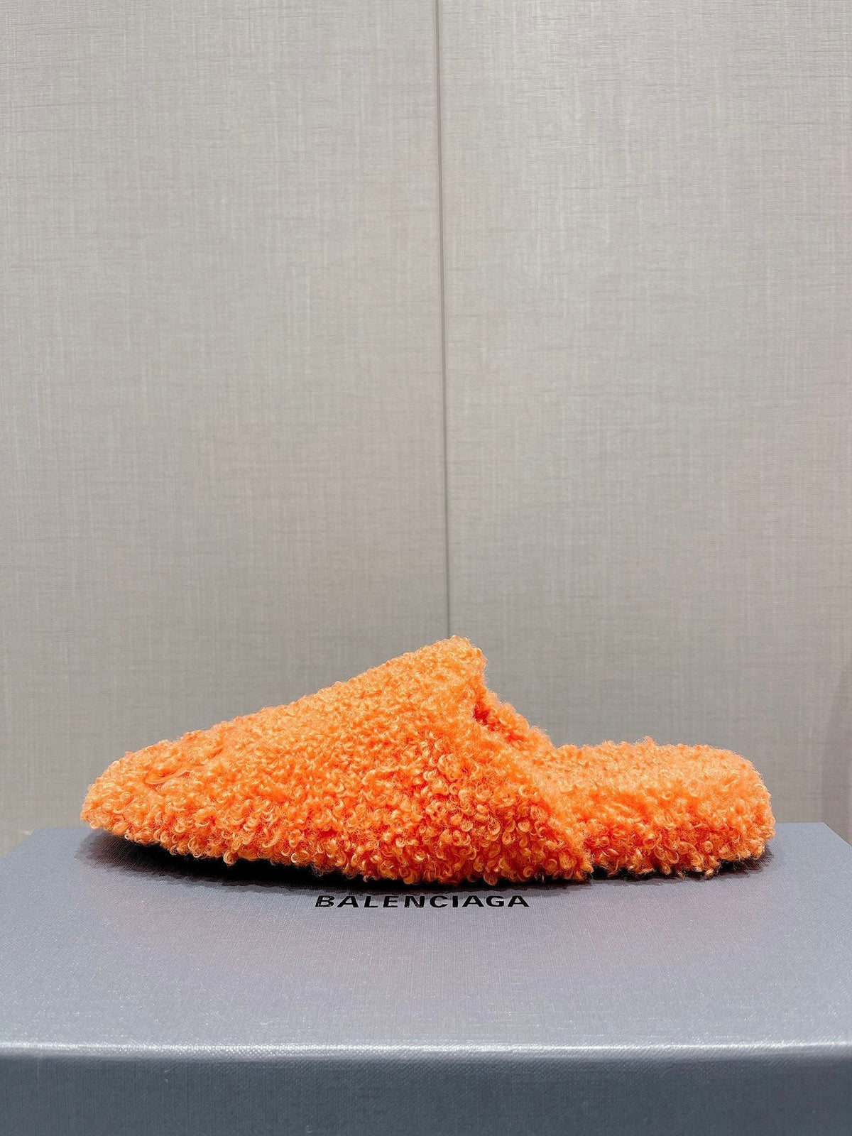 BALENCIAGA 25S MULES IN ORANGE WOOL WITH LOGO