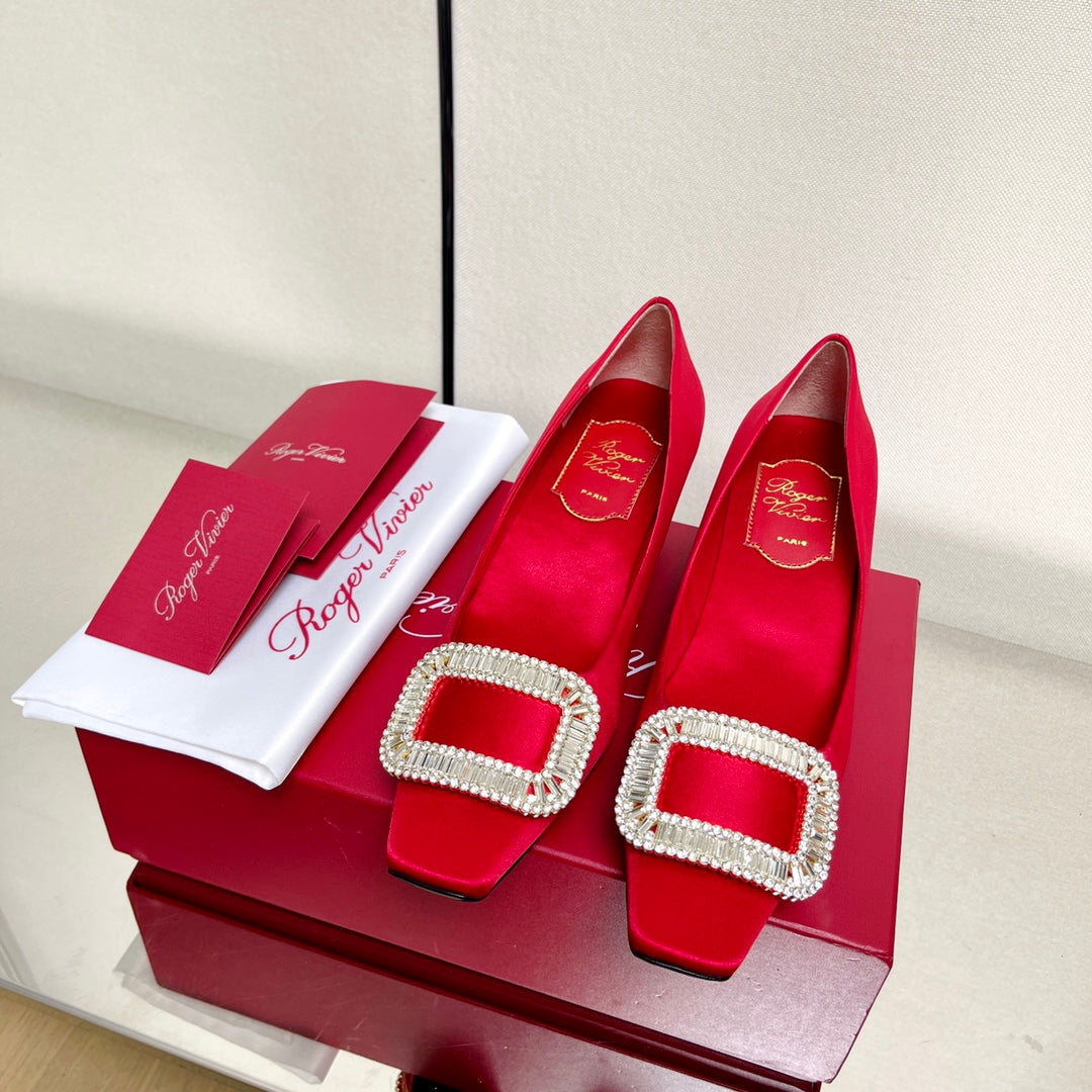 BELLE VIVIER PUMPS IN RED SILK