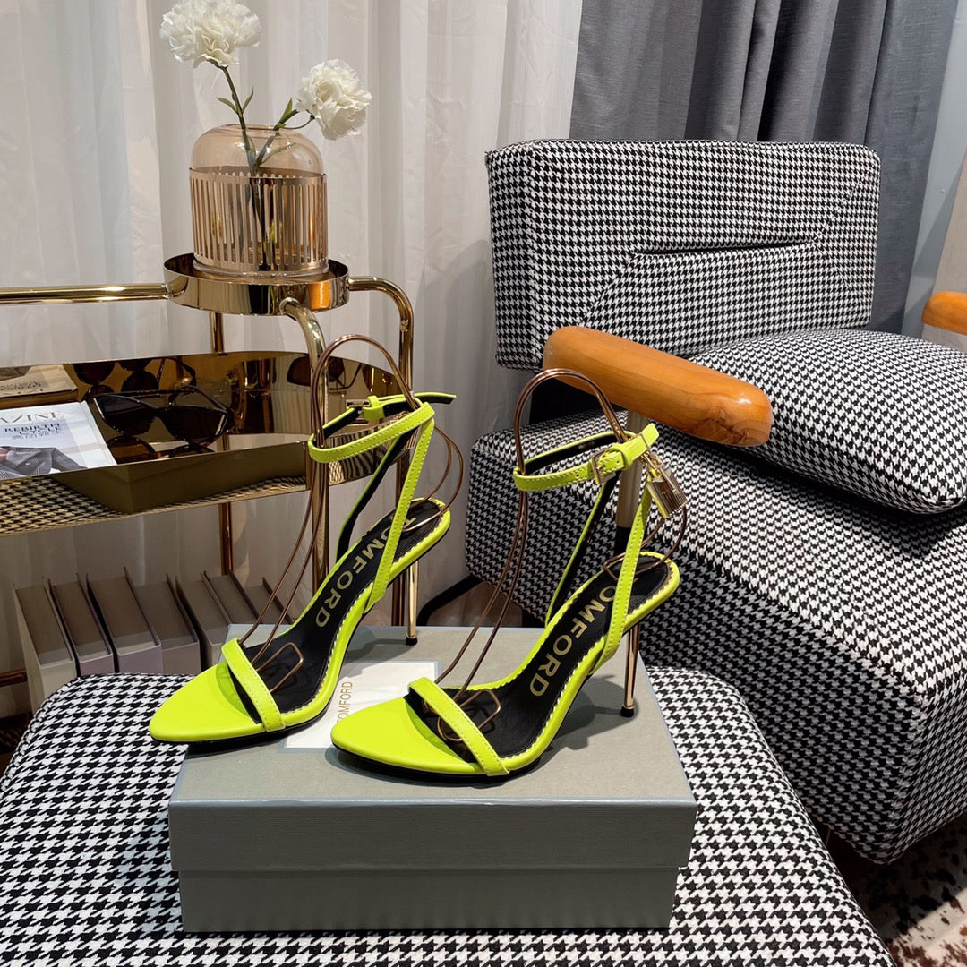 NEON YELLOW PADLOCK 105 LEATHER SANDALS