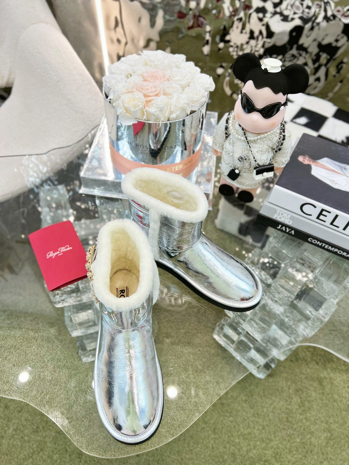 VIV SNOW ANKLE BOOTS IN SILVER PATENT CALFSKIN