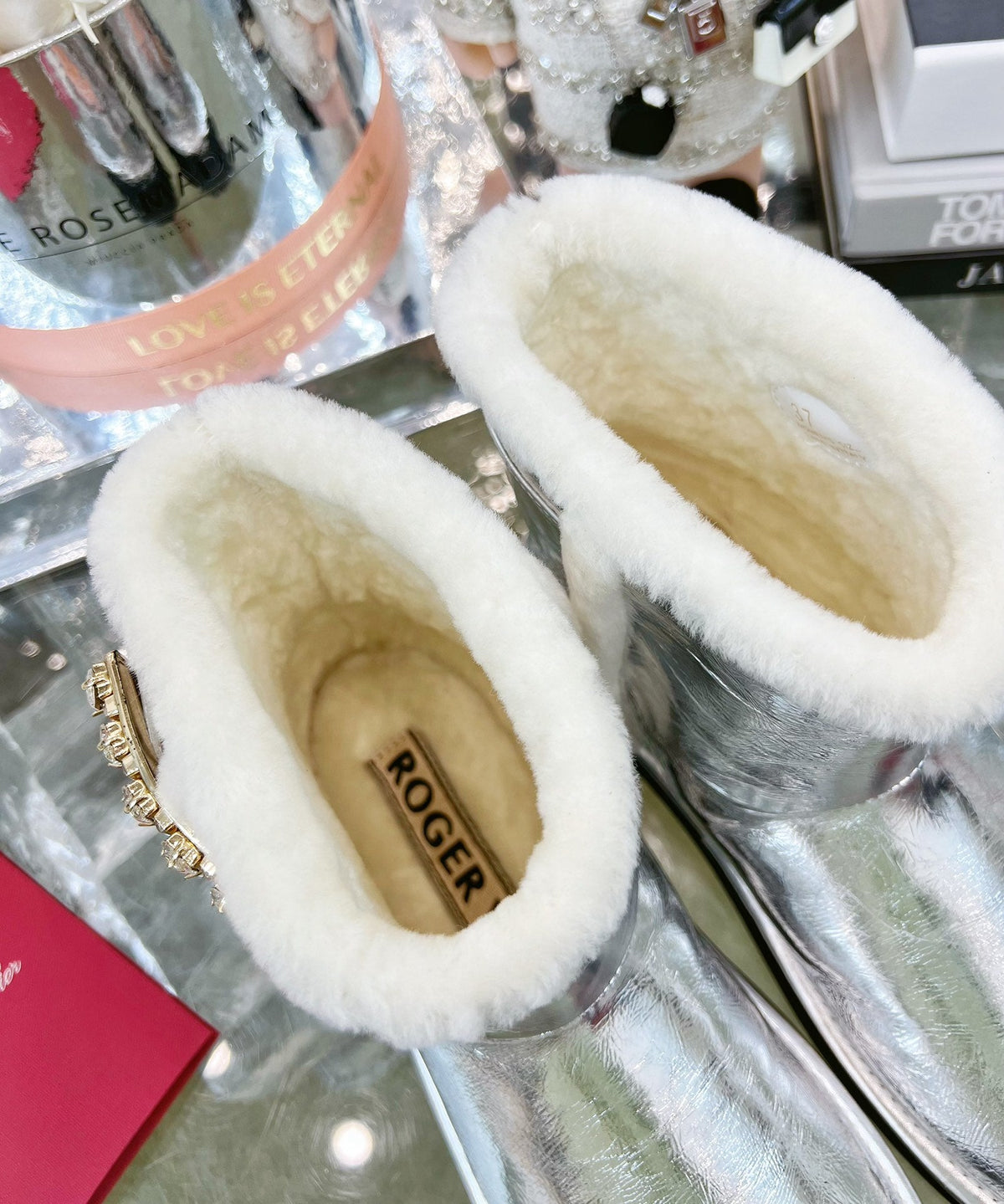 VIV SNOW ANKLE BOOTS IN SILVER PATENT CALFSKIN