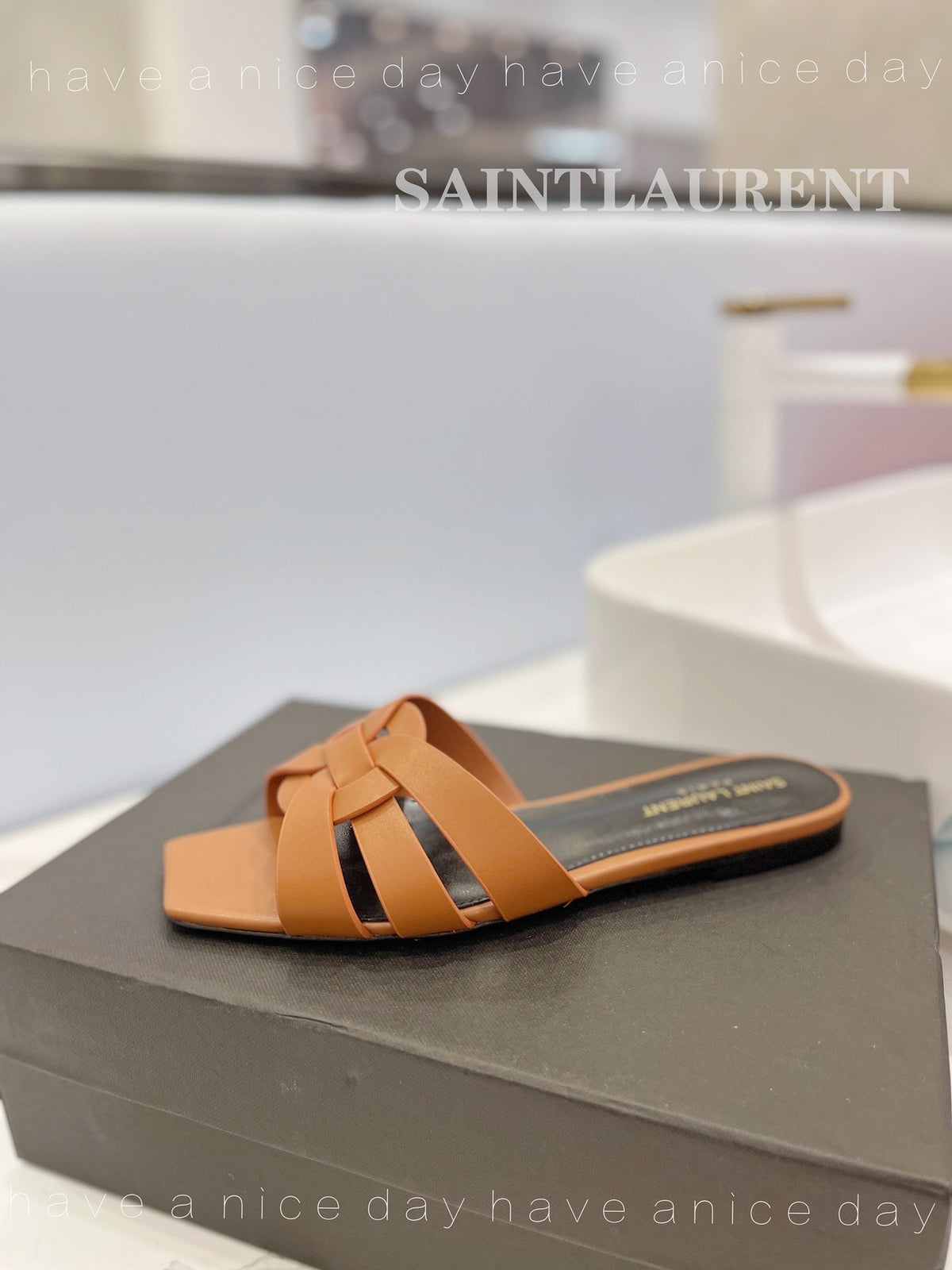 SL TRIBUTE SLIPPERS COPPER CALFSKIN