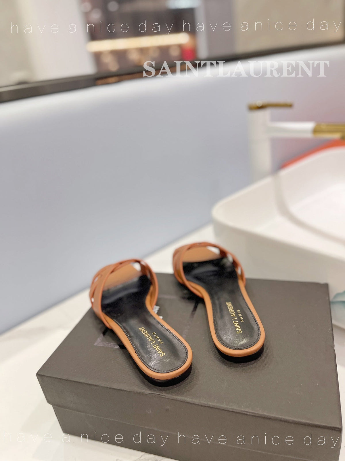 SL TRIBUTE SLIPPERS COPPER CALFSKIN