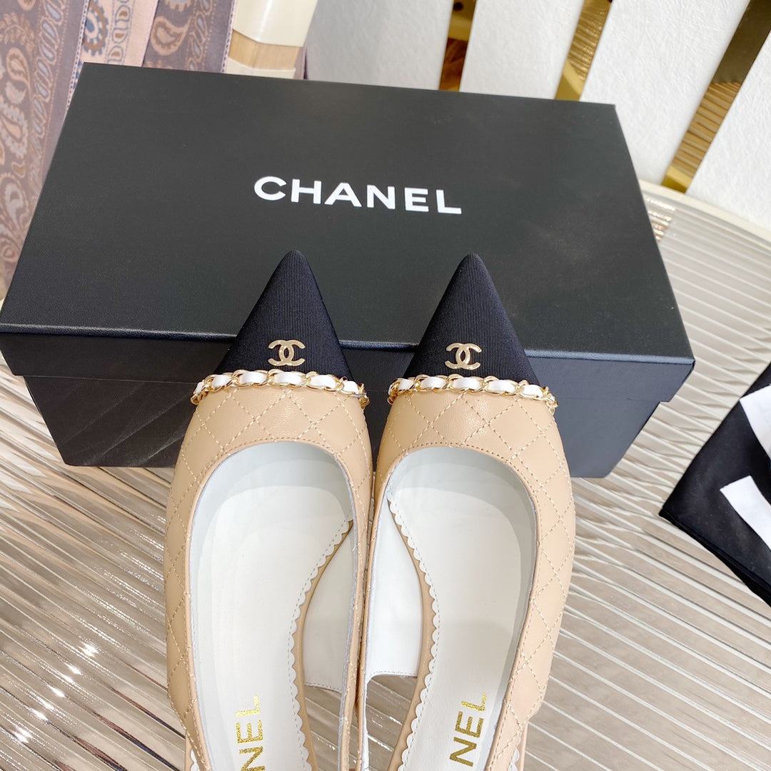 CC SLINGBACK 25S 30 MM IN BEIGE LAMBSKIN WITH SILVER HARDWARE