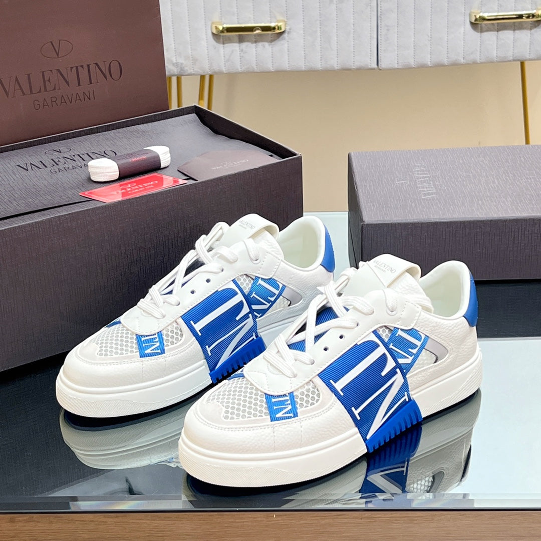 VALENTINO 25S GARAVANI VL7N SNEAKERS IN WHITE MIX BLUE LAMBSKIN