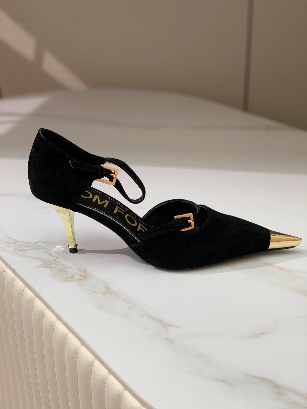 MARY JANE PUMP 7 CM IN BLACK SUEDE