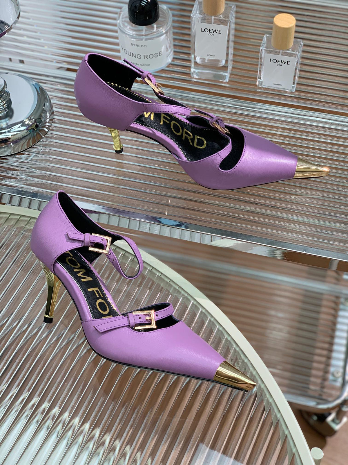 MARY JANE PUMP 7 CM IN IRIS PURPLE CALFSKIN