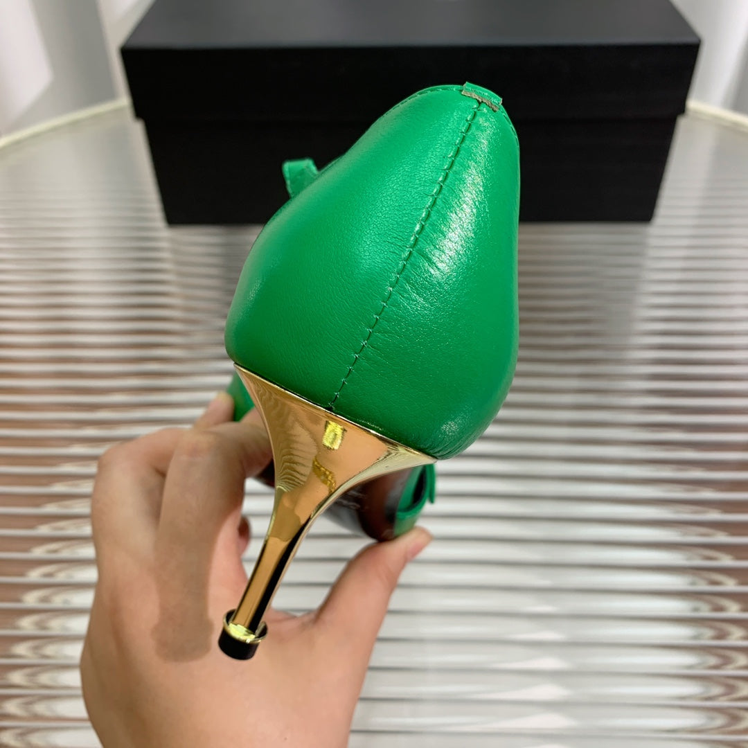 MARY JANE PUMP 7 CM IN EMERALD GREEN CALFSKIN