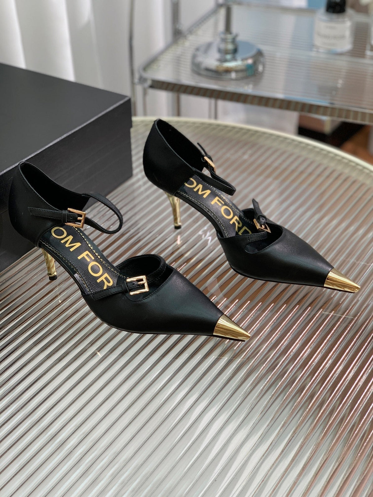 MARY JANE PUMP 7 CM IN BLACK CALFSKIN