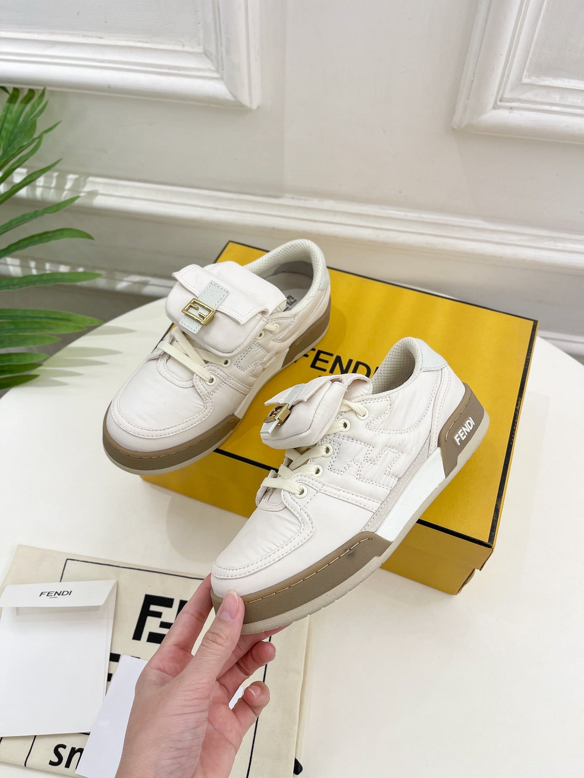 FENDI TRAINER SNEAKER IN WHITE LAMBSKIN
