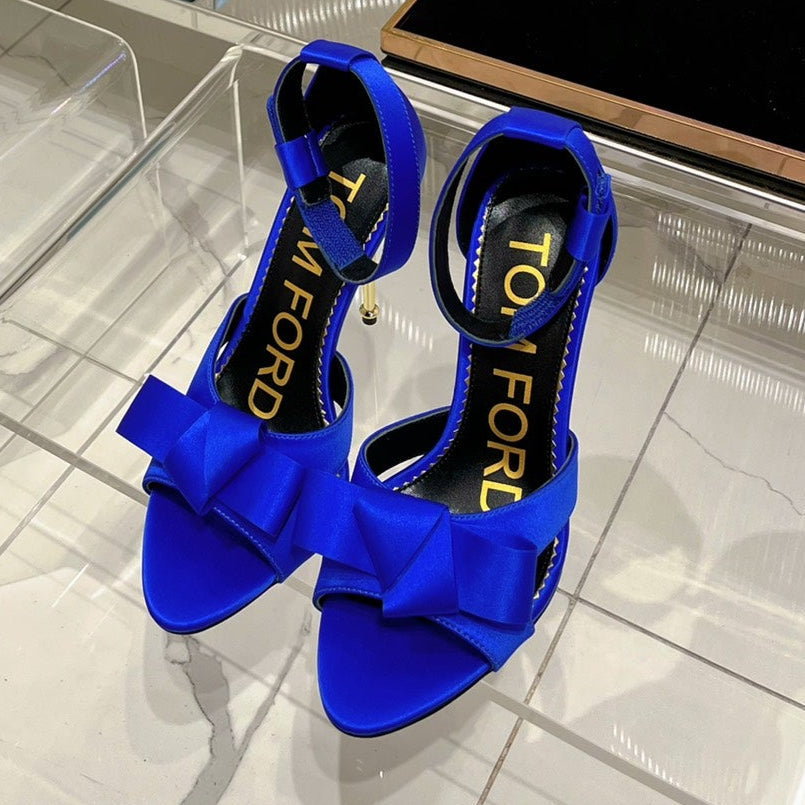 HIGH HEELS 11 CM IN COBALT BLUE PURE SILK AND LAMBSKIN