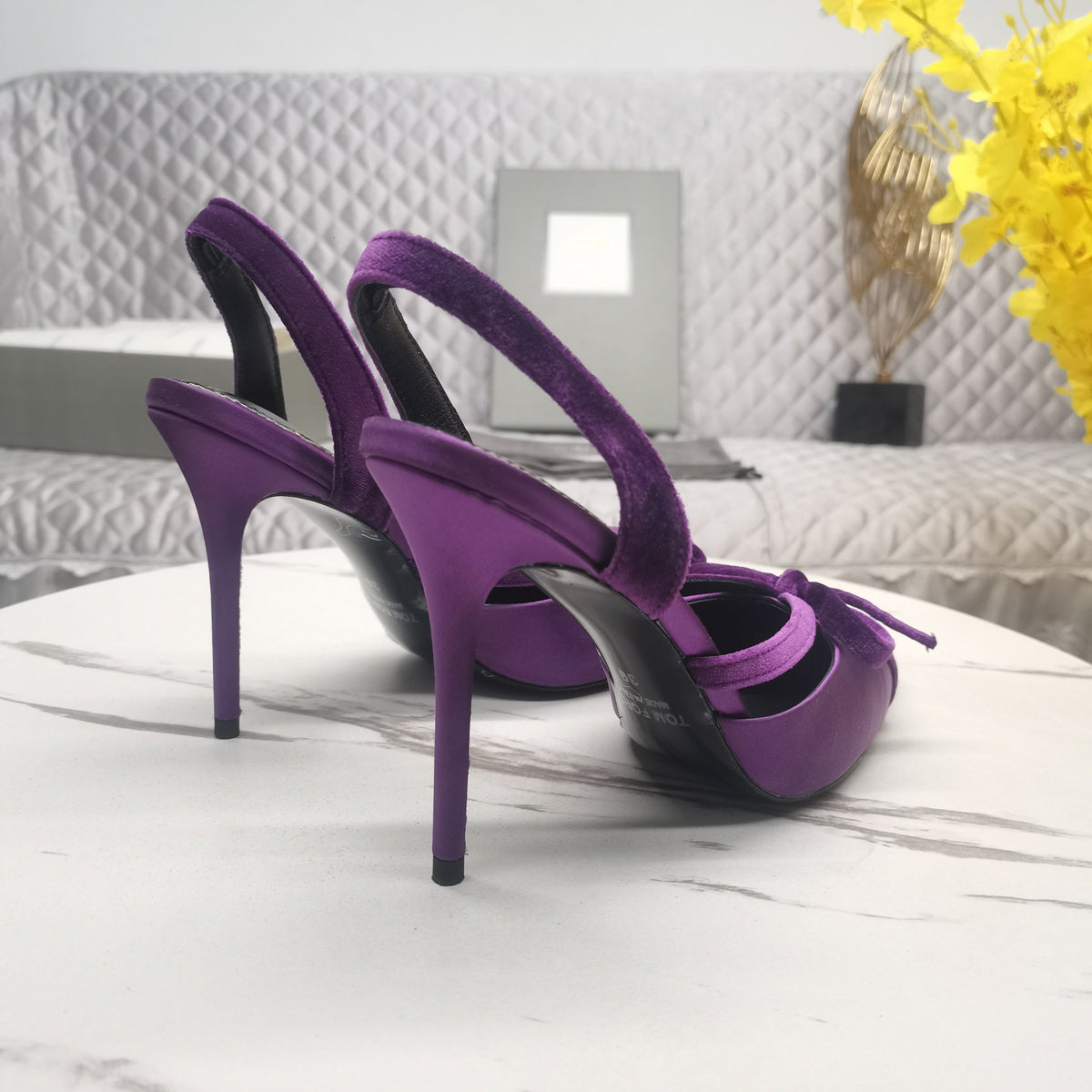 SLINGBACK PUMPS 10 CM IN PALATINATE PURPLE SILK AND SUEDE