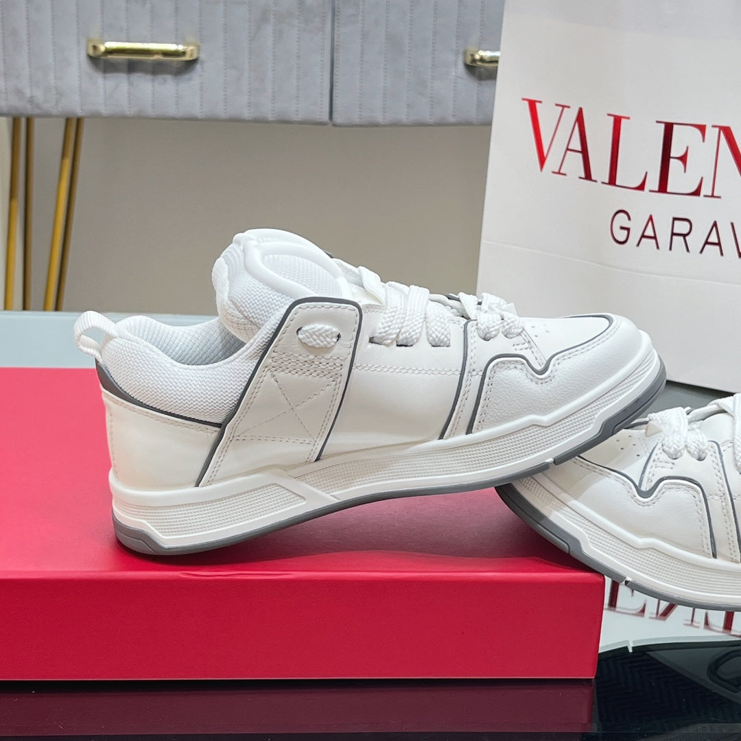 VALENTINO 25S GARAVANI OPEN SKATE SNEAKERS IN WHITE LAMBSKIN