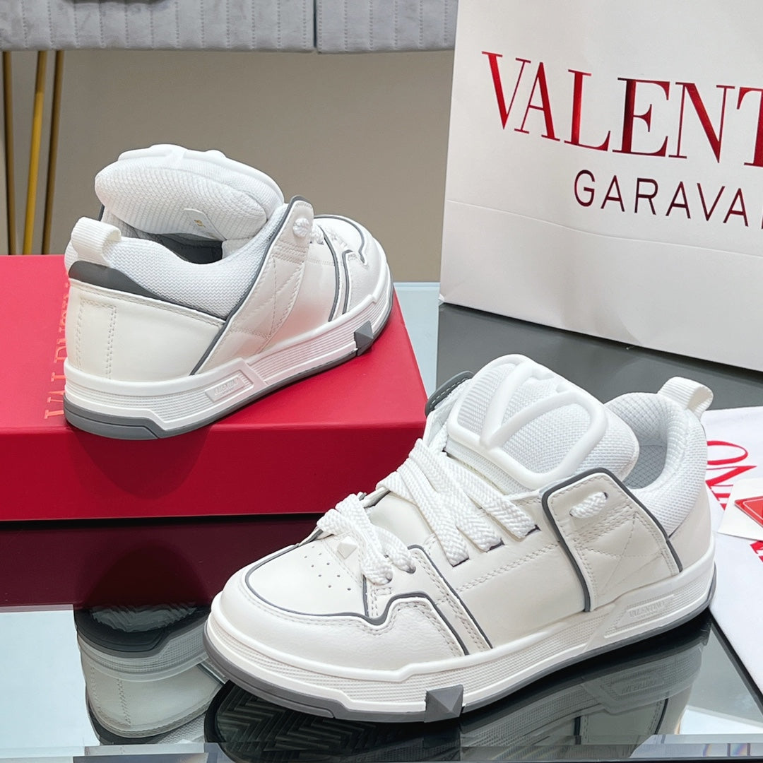 VALENTINO 25S GARAVANI OPEN SKATE SNEAKERS IN WHITE LAMBSKIN