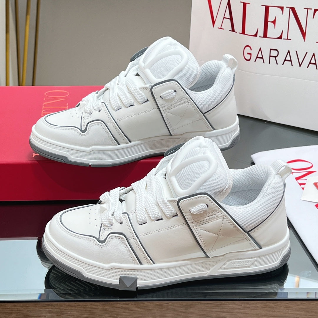 VALENTINO 25S GARAVANI OPEN SKATE SNEAKERS IN WHITE LAMBSKIN