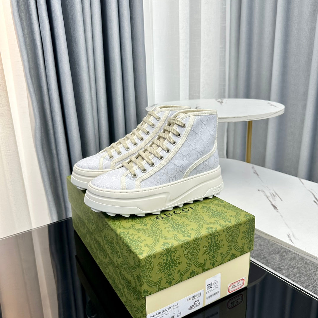 GG HIGH TOP SNEAKER FLATFORM PASTEL BLUE CANVAS