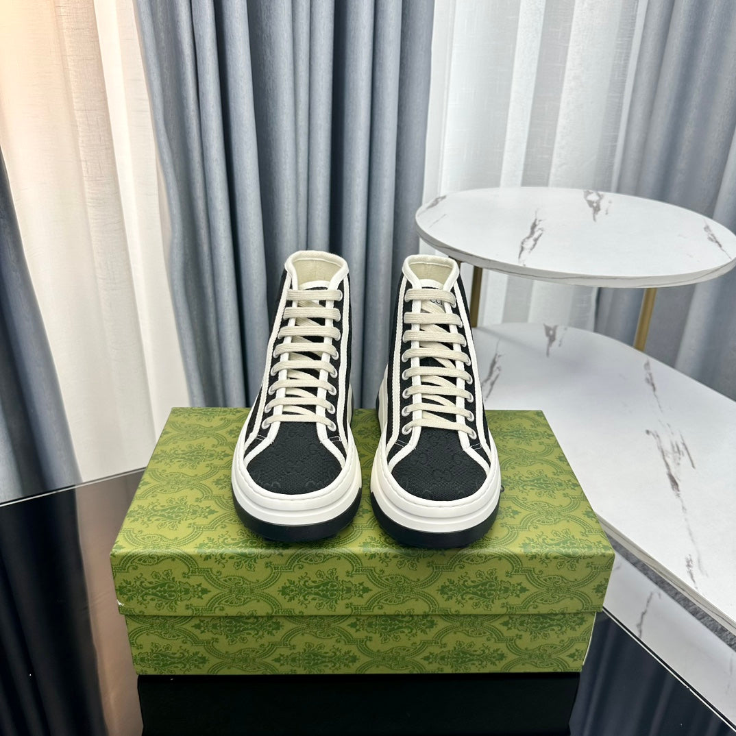 GG HIGH TOP SNEAKER FLATFORM BLACK CANVAS