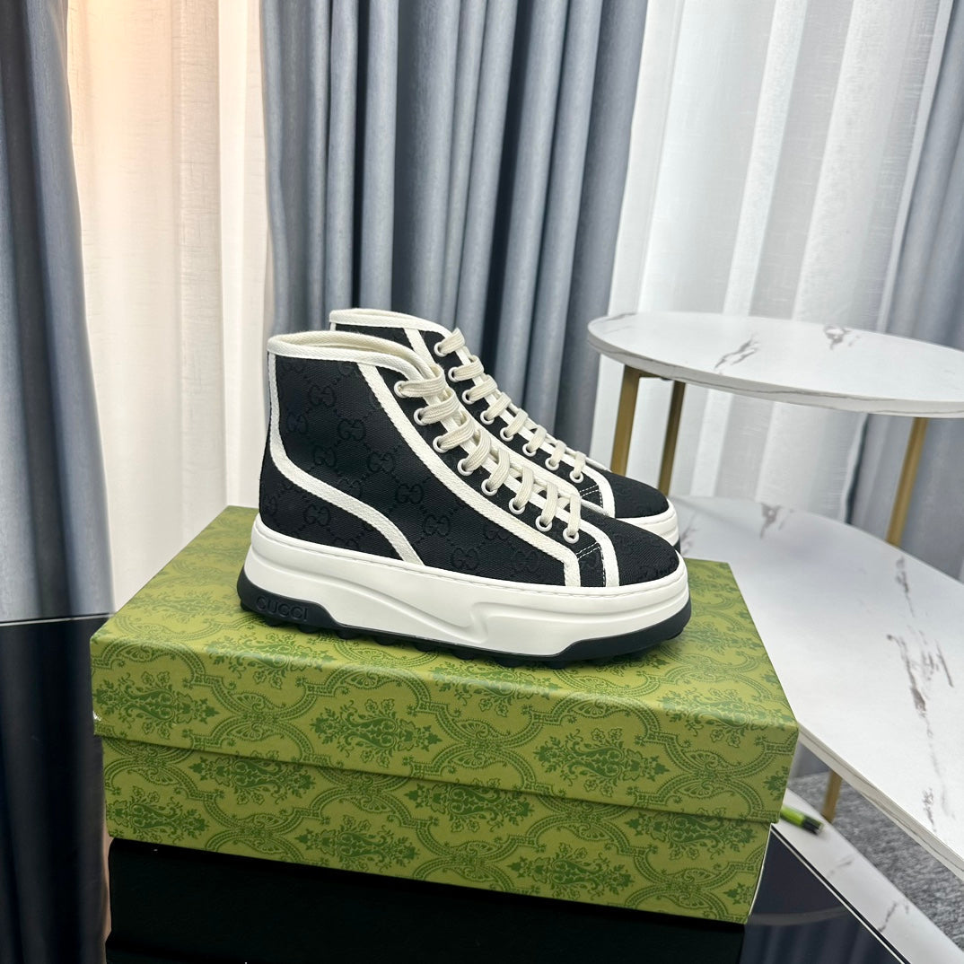 GG HIGH TOP SNEAKER FLATFORM BLACK CANVAS