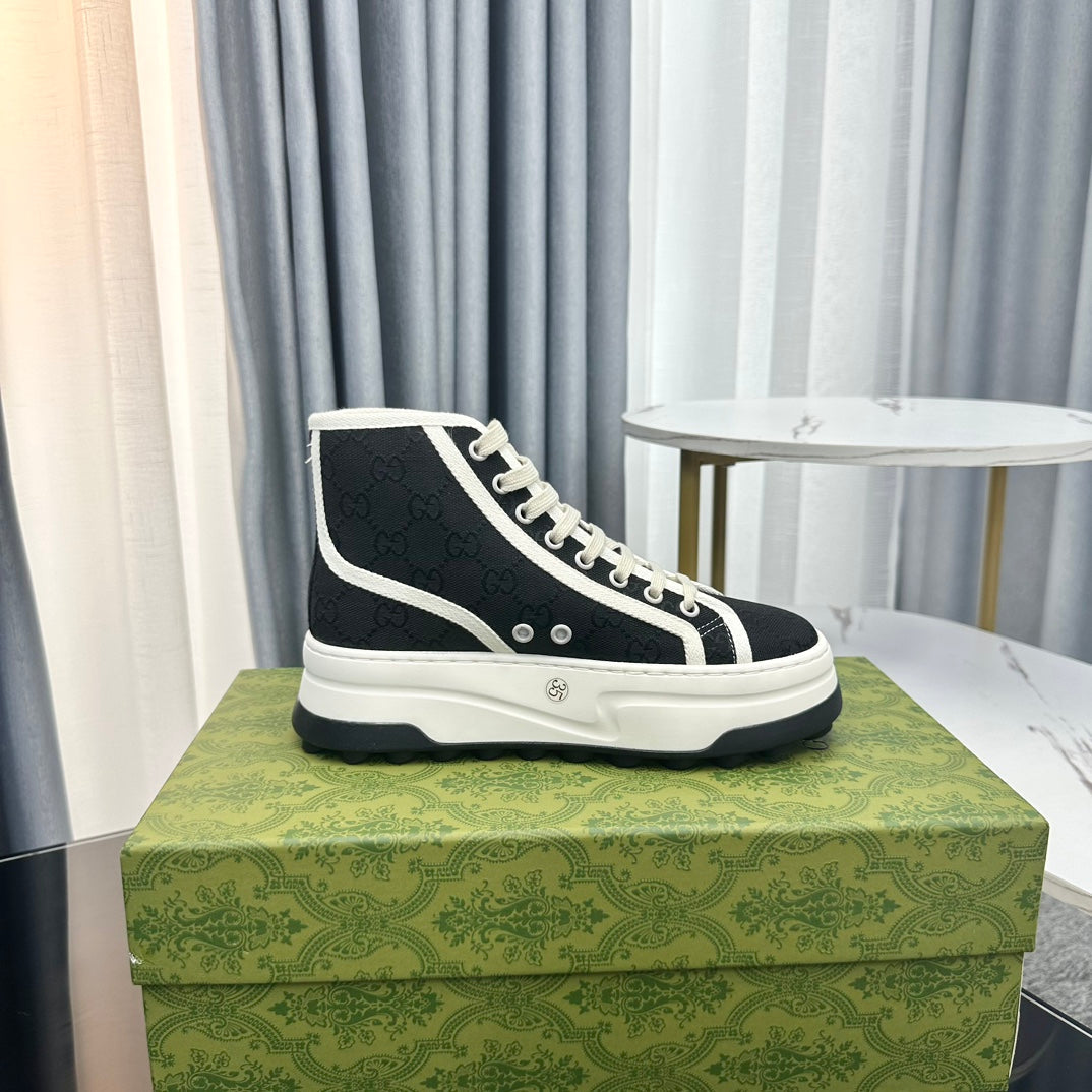 GG HIGH TOP SNEAKER FLATFORM BLACK CANVAS