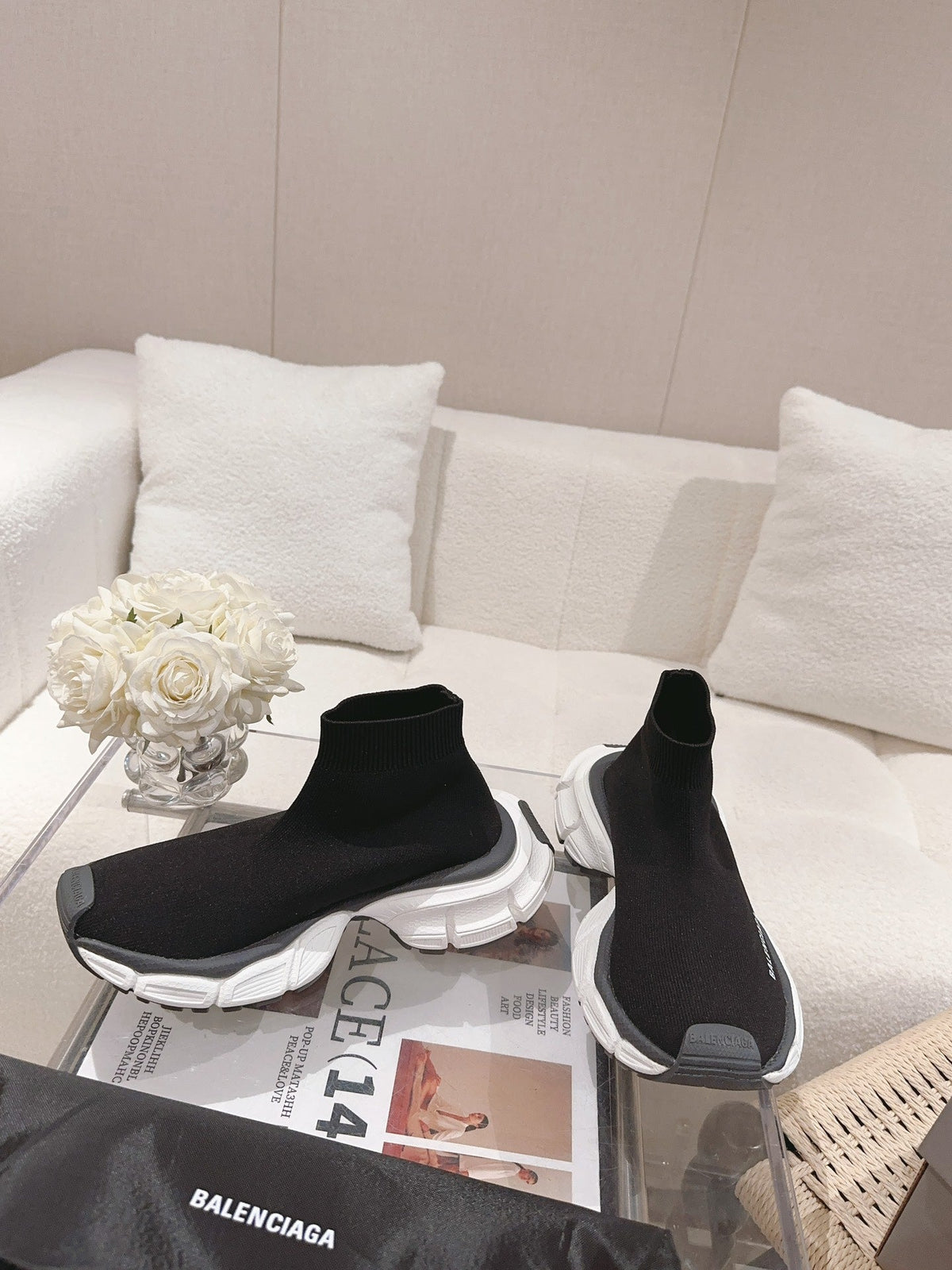 BALENCIAGA 25S SPEED TRAINER SNEAKERS 55 MM IN BLACK KNIT STYLE 3