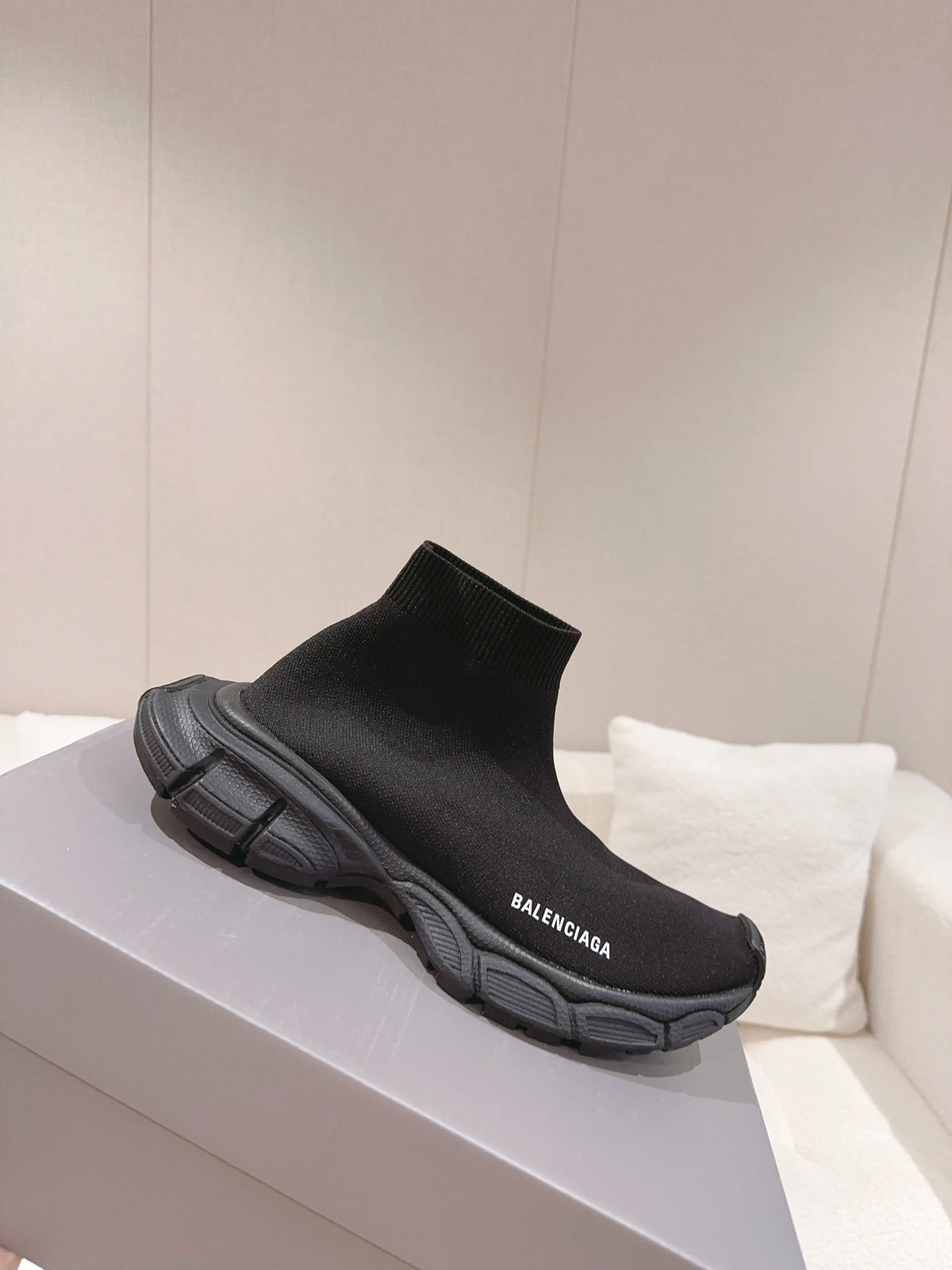 BALENCIAGA 25S SPEED TRAINER SNEAKERS 55 MM IN BLACK KNIT STYLE 2