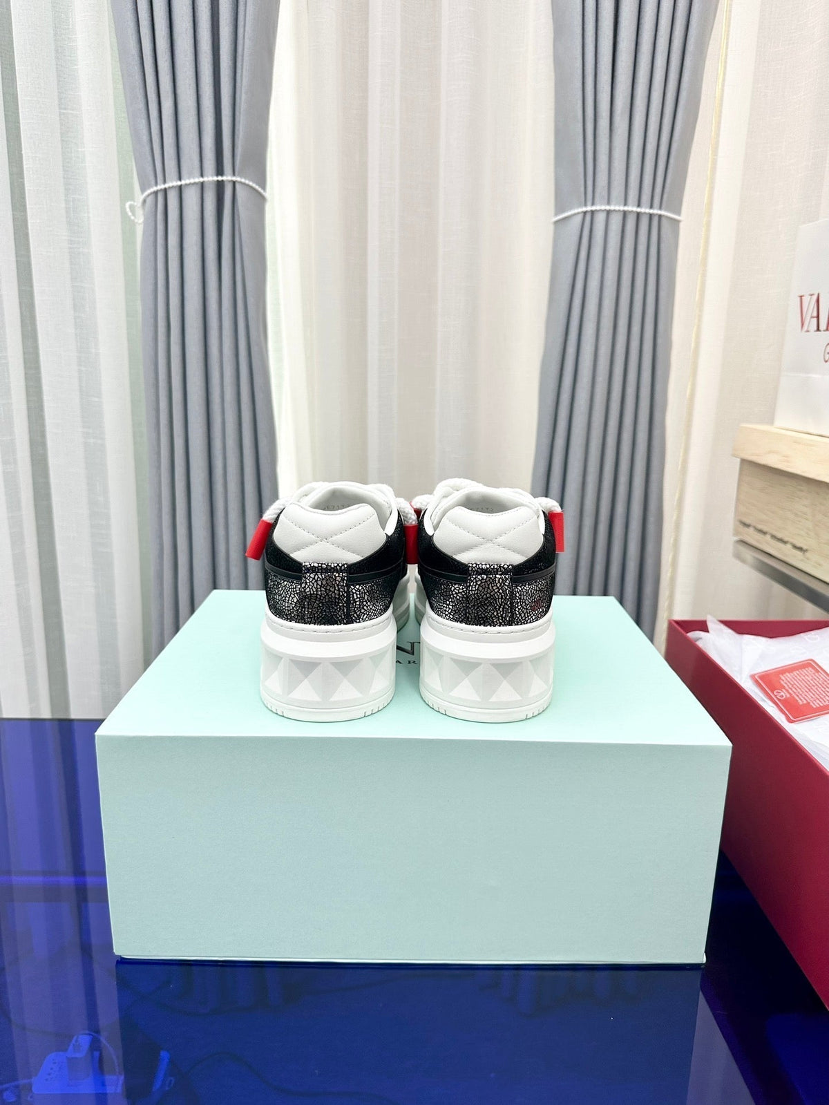 One Stud Xl Low-Top Sneaker Black White Red Nappa Leather Fabric