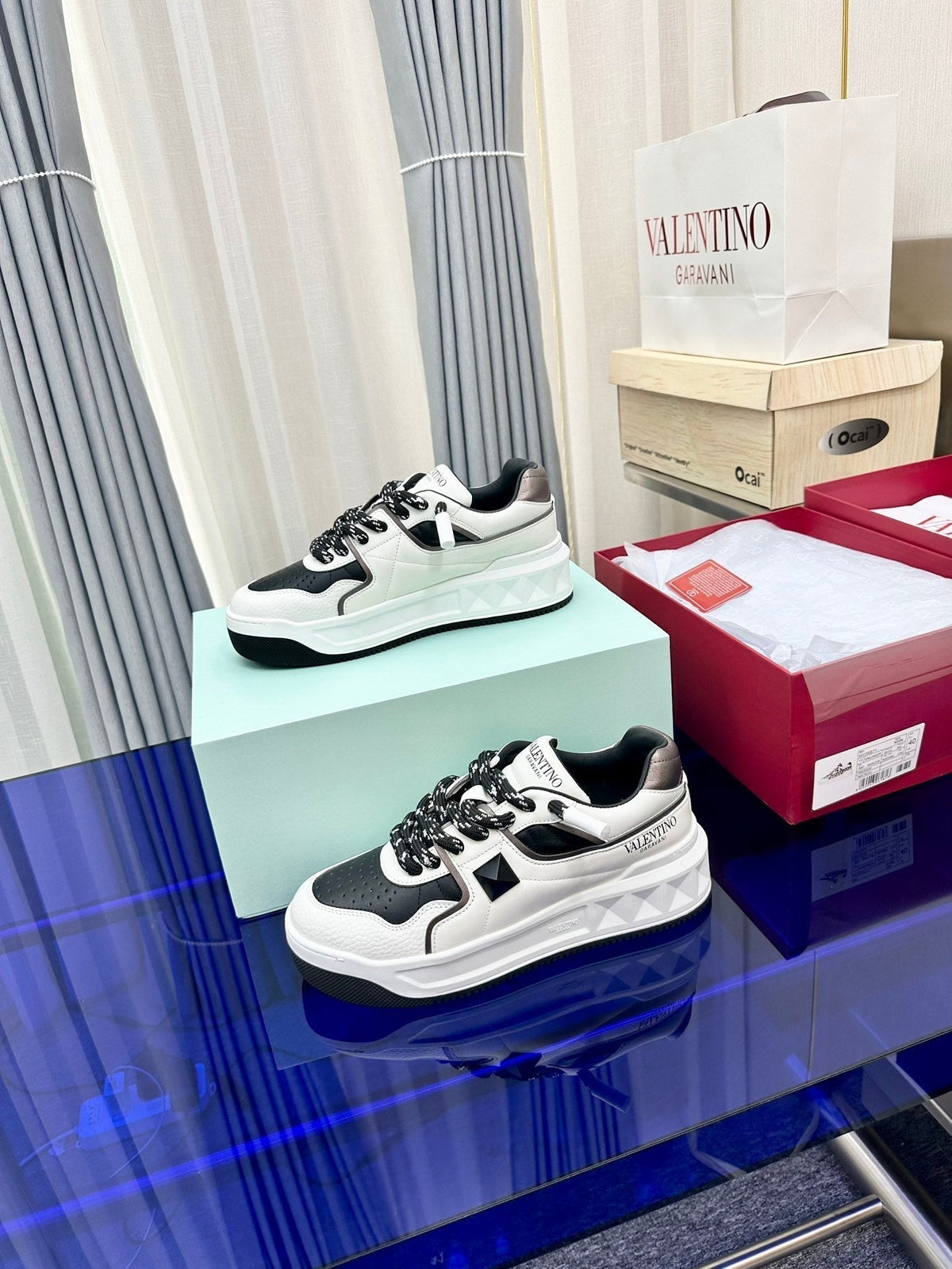 One Stud Xl Low-Top Sneaker Black White Nappa Leather Fabric
