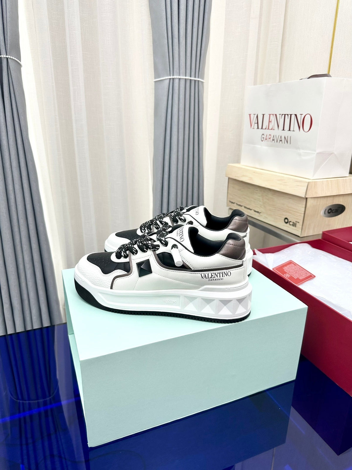 One Stud Xl Low-Top Sneaker Black White Nappa Leather Fabric