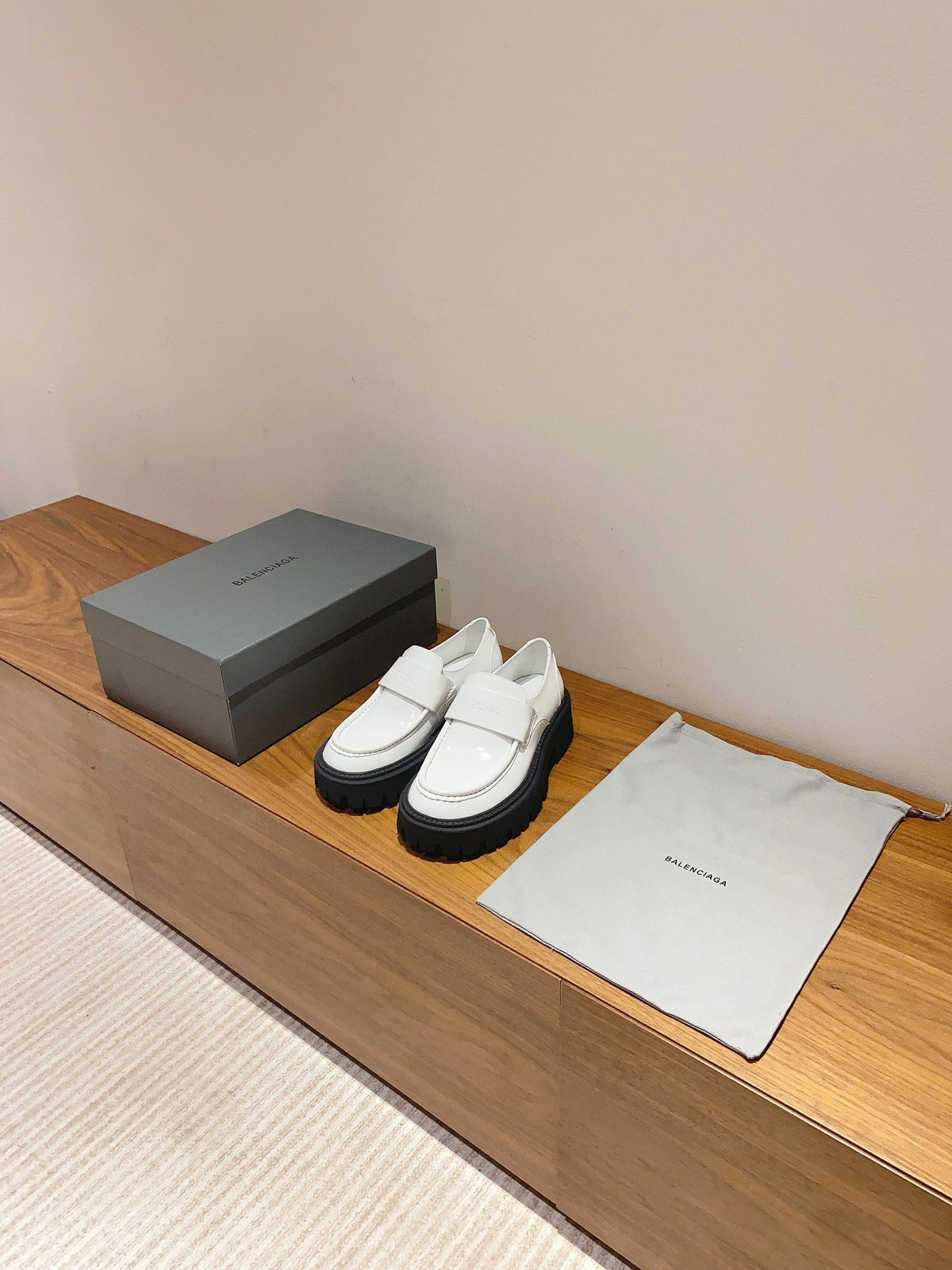 BALENCIAGA 25S LOAFERS IN WHITE CALFSKIN