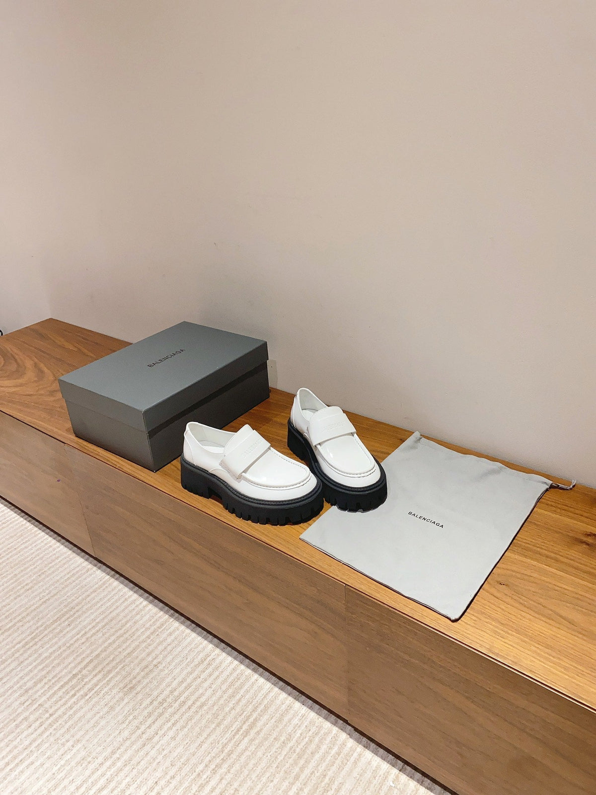 BALENCIAGA 25S LOAFERS IN WHITE CALFSKIN