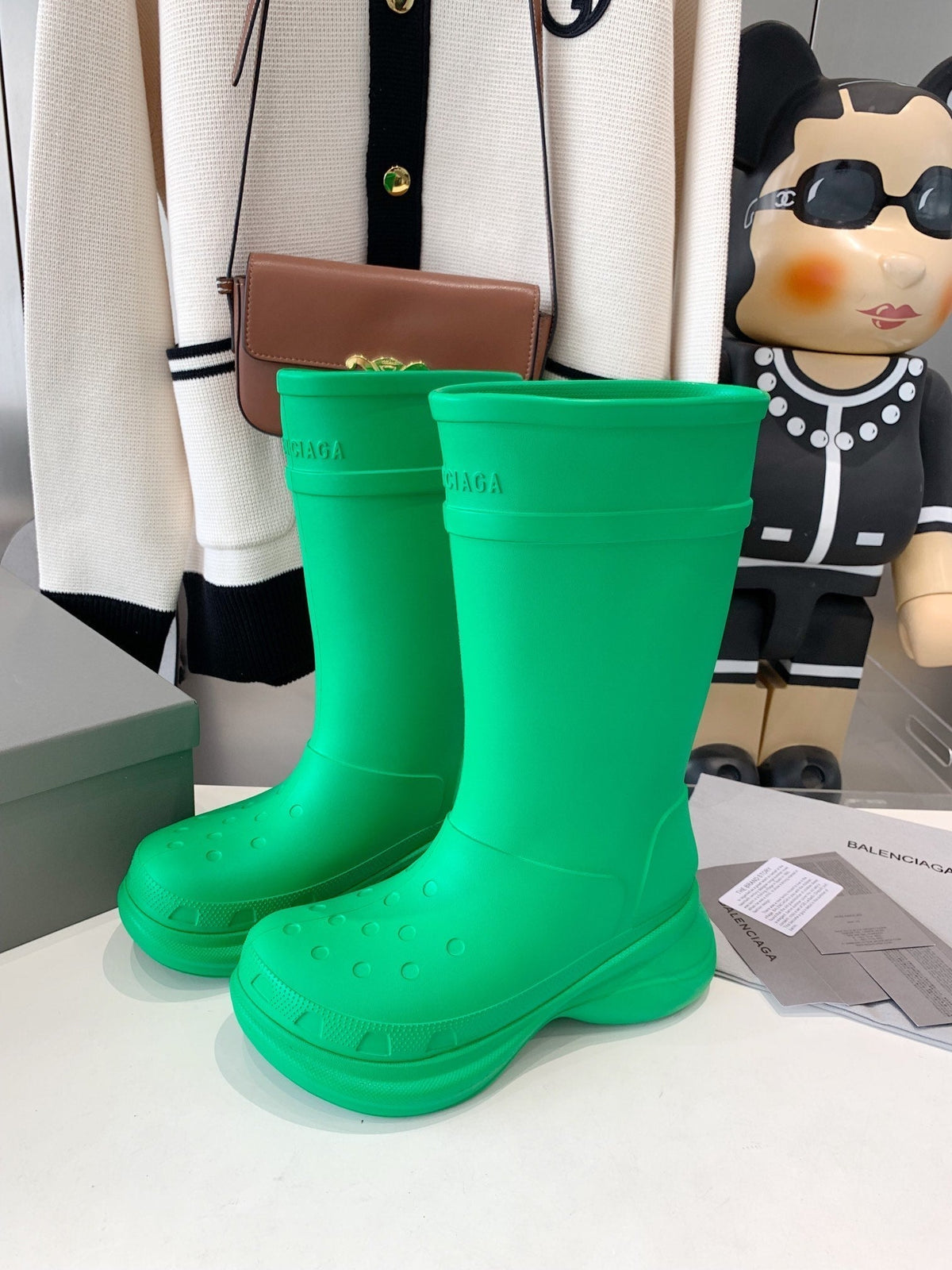 CROCS BOOTS IN GREEN RUBBER