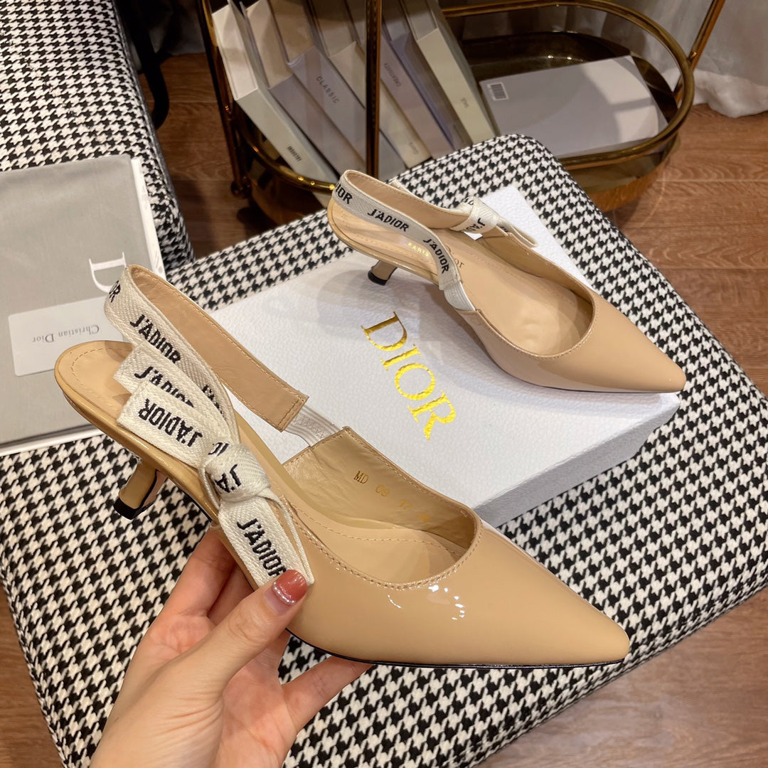 J'ADIOR SLINGBACK PUMPS IN BEIGE CALFSKIN